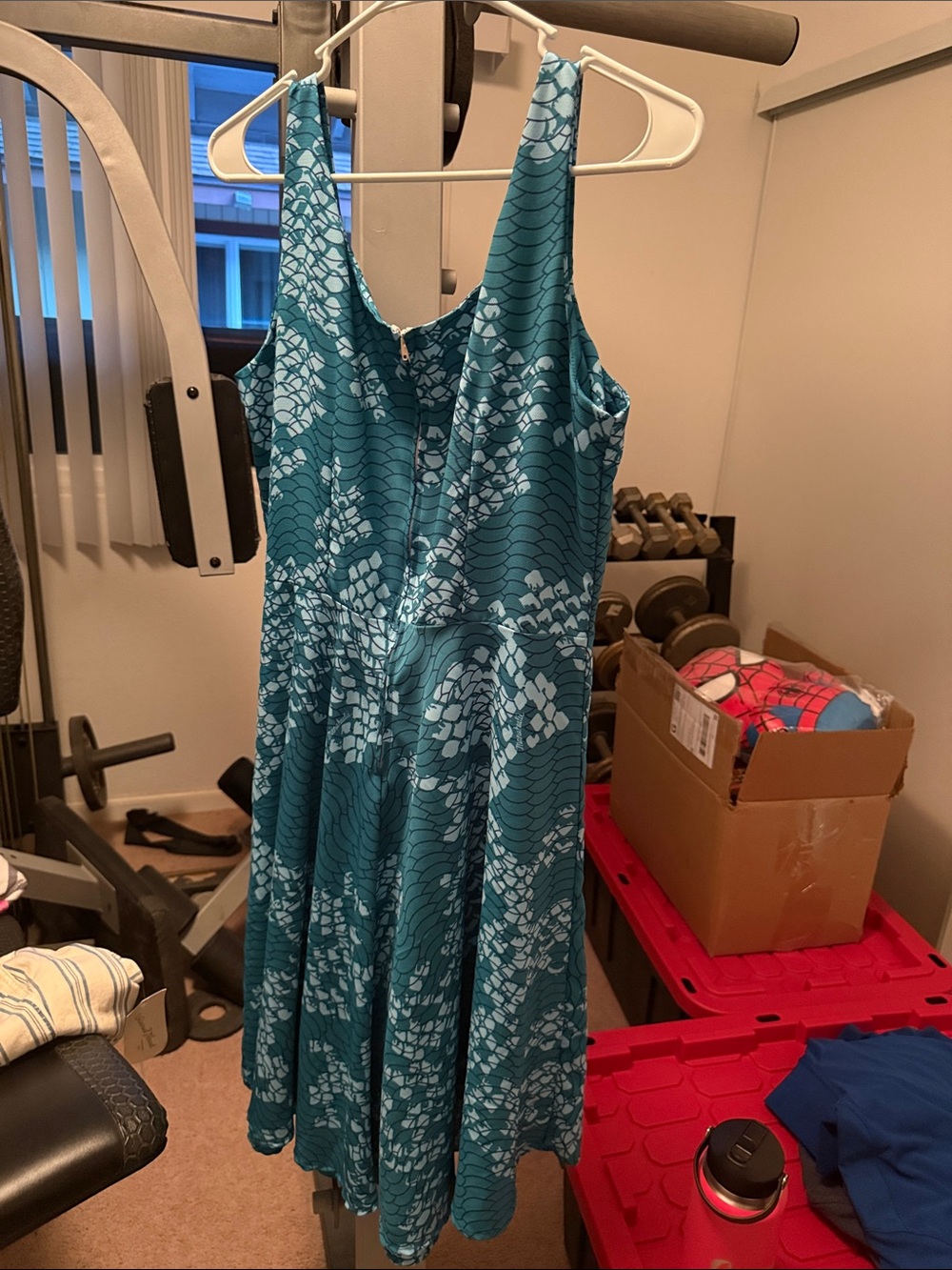 Wm’s Manuhealii L Sleeveless Dress No Side Pockets Midi Aqua/light blue pattern. - Picture 2 of 4